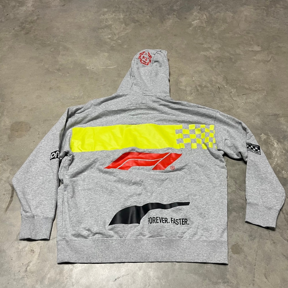 Puma F1 Formula 1 Racing Hoodie Mens XL Gray Graphic Pullover Sweatshirt